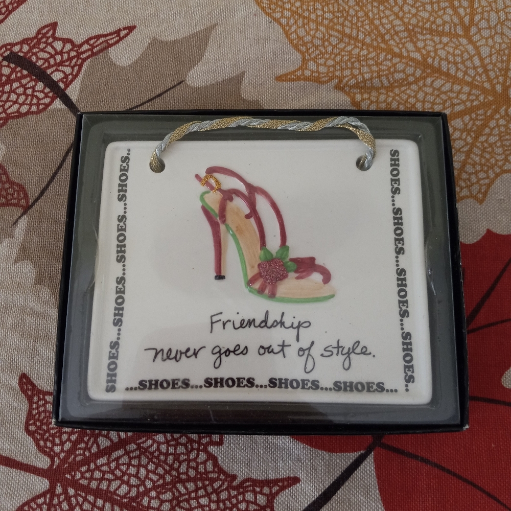 Shoe Themed Ceramic Ornament Friendship Gift Boxed